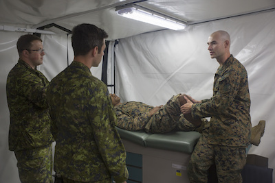 Navy Corpsmen hold training with Canadian Armed Forces medical technicians