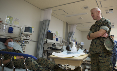 Exercise Constant Vigilance 2017: Corpsmen conduct a pandemic influenza isolation exercise at the U.S. Naval Hospital Okinawa