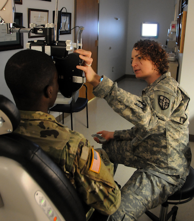 Soldier receives eye exam at Operation Reserve Care