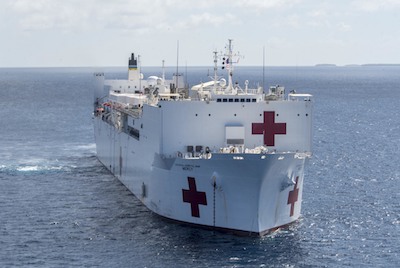 USNS Mercy Transits waters near the Ulithi Atoll