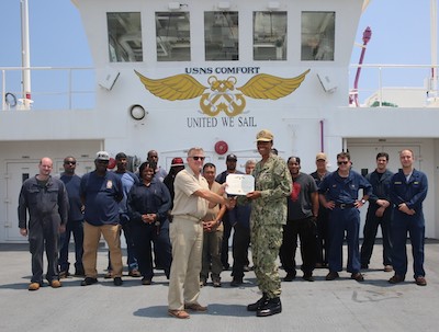 70 USNS Comfort Crewmembers Earn Armed Forces Civilian Service Medals for NYC COVID 19 Relief Mission