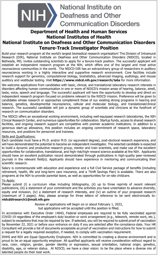 Tenure Track Investigator Advertisement