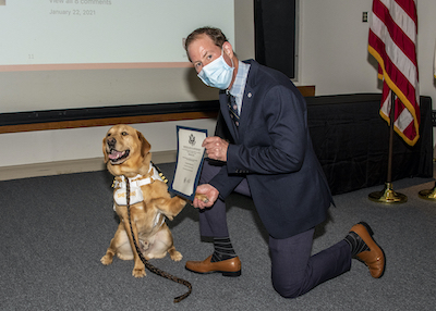 First medical school facility dog, ‘Cmdr. Shetland’, to retire and em-bark on a new career