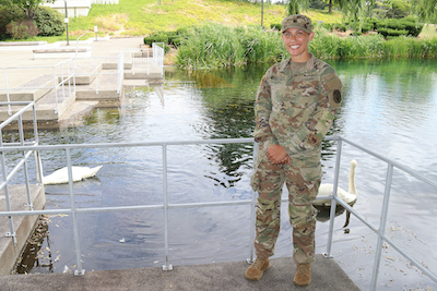 SGT Kollock with Madigan’s swans