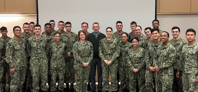 Naval Medical Leader and Professional Development Command’s Expanded Operational Stress Control team talks resiliency with local Navy Reserve Officers’ Training Corps