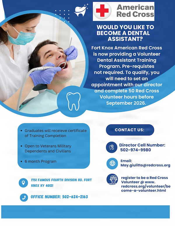 Red Cross, Dentac to offer Volunteer Dental Assistant Training Program at Fort Knox